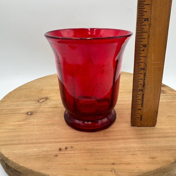 Ruby Red Hurricane Glass Vase Candle Holder Flare Top Holiday Decor - Picture 8 of 9